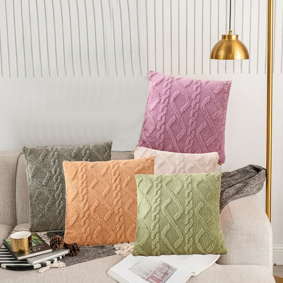 Decorative Throw Pillows 40x40cm Polyester Square Cushions with Invisible Zipper for Sofa Bed Living Room Bedroom Outdoor Seasonal Home Refresh(Green),Ccwuwei