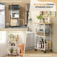 thumbnail image 5 of Rolling Kitchen Microwave Cart, 4 Tier Microwave Table Stand with Storage, Kitchen Storage Rack on Wheels, Coffee Station Cart Rack Shelf Organizer for Living Room Office, Balcony, 5 of 14