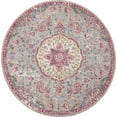 thumbnail image 1 of homeroots home decor 385520 4’ Round Gray and Pink Medallion Area Rug, 1 of 1