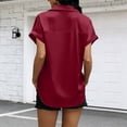 thumbnail image 4 of Amzcrzy Shirts for Women Trendy Button Down Silk Blouses for Women Dressy Casual Solid Color Satin Summer Tops Comfy Short Sleeve Turn Down Collar Business Outfits 2XL, 4 of 9