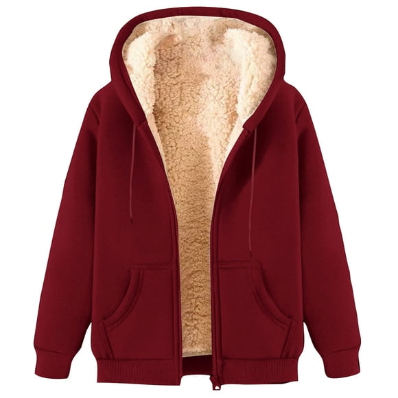 yardsong Sherpa Lined Fleece Mens Zip Up Hoodie Heavyweight Thick Warm Fall Winter Casual Jacket with Pockets Wine,L