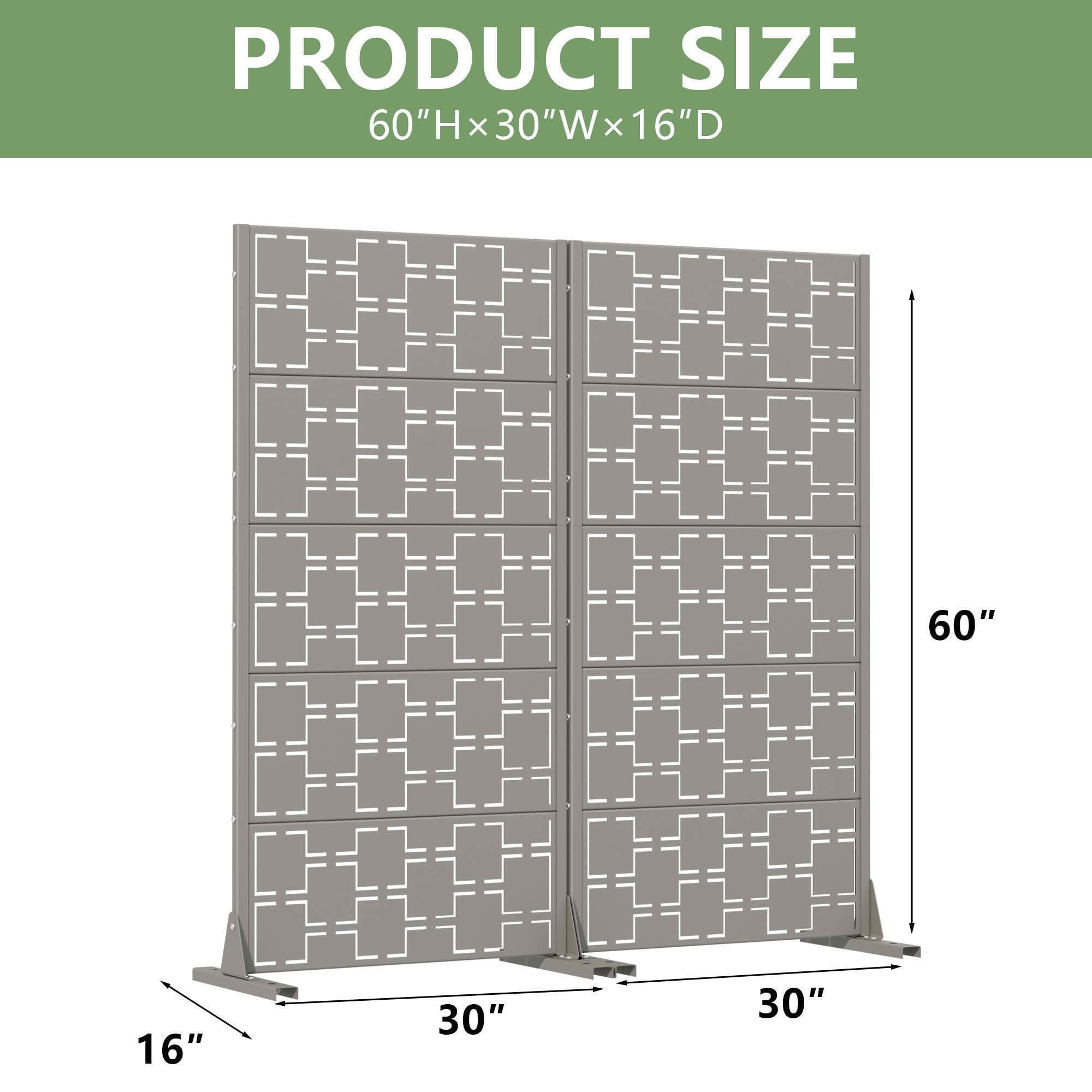 MAYEERTY 59x30 Gray Double-sided Outdoor Natural Privacy Panel Screen, 5 Piece Set Natural Folding Divider for Backyard and Garden