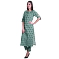 thumbnail image 3 of Moomaya 2-Piece Womens Cotton Printed Kurta Pant Set Indian Dress Ethnic Set, 3 of 7