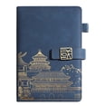 thumbnail image 1 of Cuaderno con rayas, diario A5, cuero de tapa dura de 8,46" x 5,7", suministros de oficina para regalos comerciales para hombres y mujeres, azul marino, A5, 1 of 5