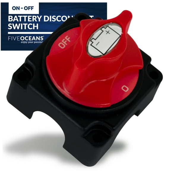 Five Oceans FO3510 Battery Disconnect Switch, Marine Battery Switch On-Off with Knob, 250 Amp Continuous 350 Amp Intermittent, 12-24 Volts