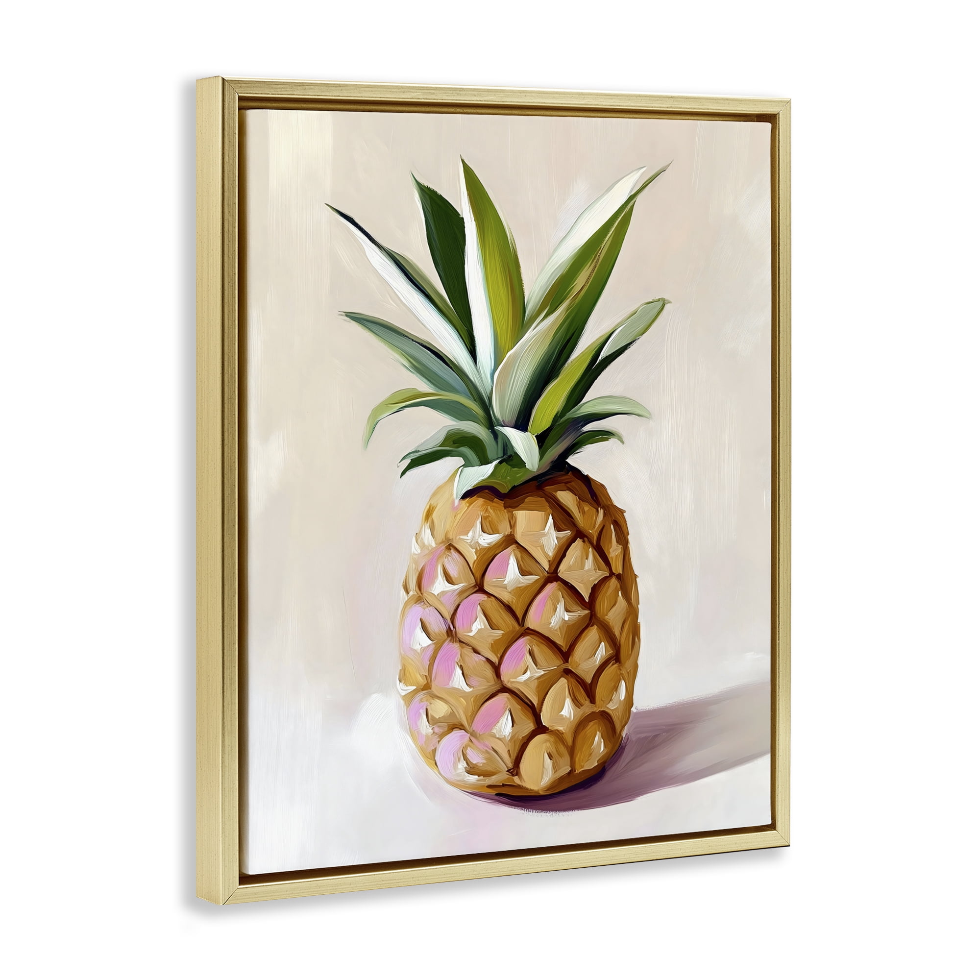 Stupell Industries Pastel Pineapple Tropical Fruit Gold Framed Floater Canvas Wall Art, design by The Prints Vibe