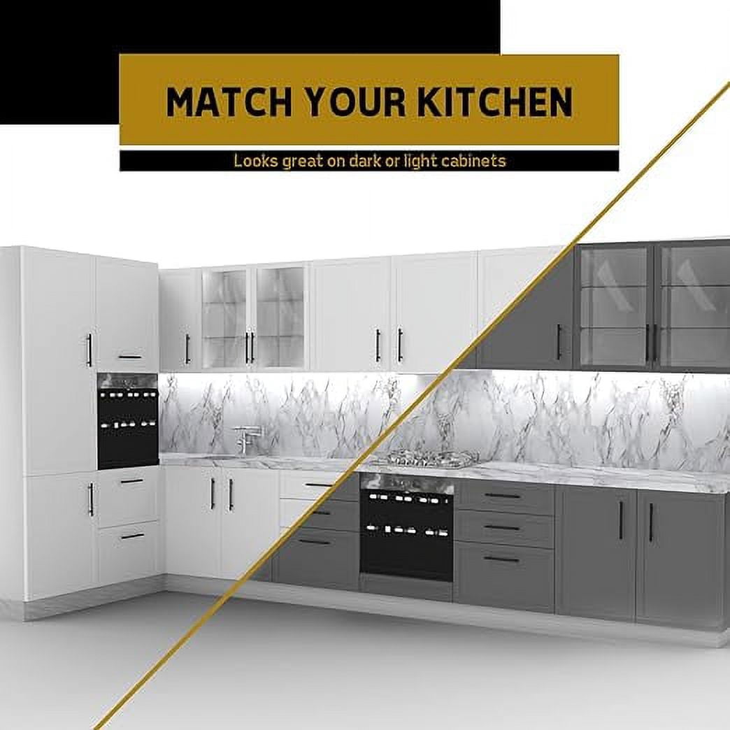 Mega Handles / Cabinet Pulls 6 Inch / Stainless Steel Cabinet Handle Pulls / Matte Black / 35 pack