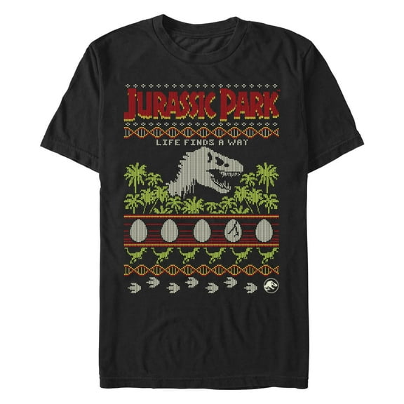 Men's Jurassic Park Life Finds A Way Ugly Sweater Graphic T-Shirt