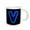 White, variant on 3drose, Monogram Letter V Abstract Neon Blue Lit Shining Illuminated, 11oz Two-tone Yellow Mug