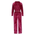 thumbnail image 5 of Elainilye Fashion Women Two Piece Outfits Gold Velvet Sports Suit Long Sleeve Hooded Sweatshirt and Sweatpants Casual Sweatsuit Set,Pink, 5 of 7