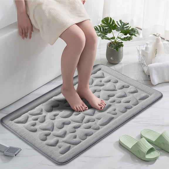 Suncoda Bathroom Rugs, Soft Memory Foam Bath Mat - Non Slip Absorbent Thick Bath Matt, Rubber Back Shower Rug, Toilet Mats Bath, Mats for Bathroom Floor Toilet, Door Mat Washable