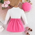 thumbnail image 5 of Aocisk Girls Outfit Sets Toddler Kids Ribbed Bow Top Skirt Hat 3 Piece Casual Outfit for School Autumn Fall School Outfits for Girls Hot Pink 3-4 Years, 5 of 9