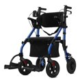 thumbnail image 1 of Andador con ruedas todoterreno ELENKER, silla de ruedas de transporte 2 en 1 con asiento acolchado y respaldo ancho, color azul, 1 of 5