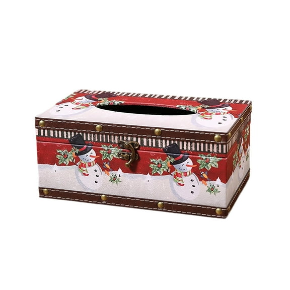 Christmas Wooden Tissue Box - Top-Slide Opening, Natural Wood Finish, Napkin Storage Box for Home and Restaurant Decor, Anti-Slip Bottom, Durable Wood Construction