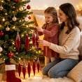 thumbnail image 4 of 6-Piece Flocked Red Finial Drop Christmas Ornaments, Velvet Teardrop Baubles with Rich Plush Texture, Hanging Tree Decor for Warm Holiday Displays, 4 of 7