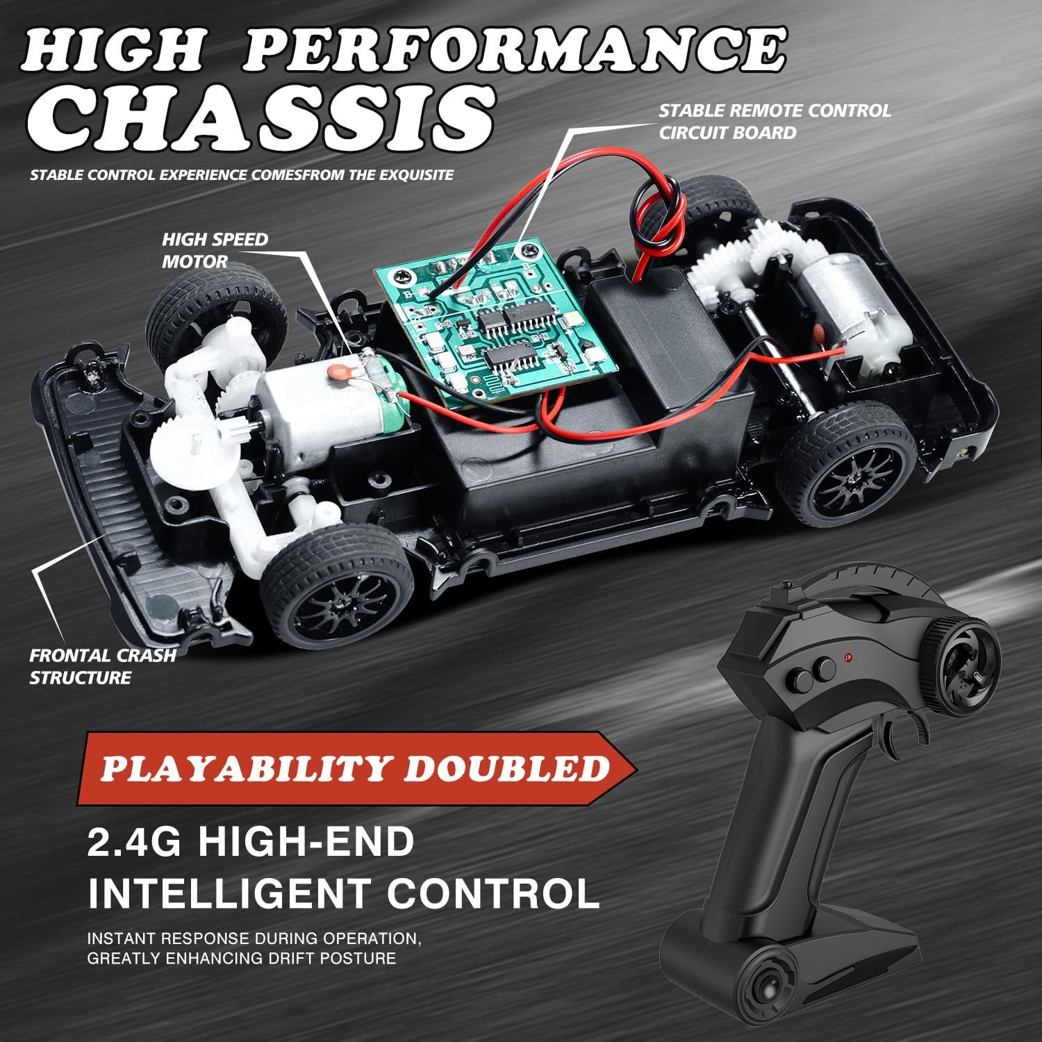 LC-dolida RC Drift Car, 1:24 Scale 4WD High Speed Remote Control Truck, 2.4GHz Drift Van with LED Lights & Cool luminous car shell,Yellow Cyan Off-Road Drifting RC Toy Gift for Boys Kids Ages 7-14