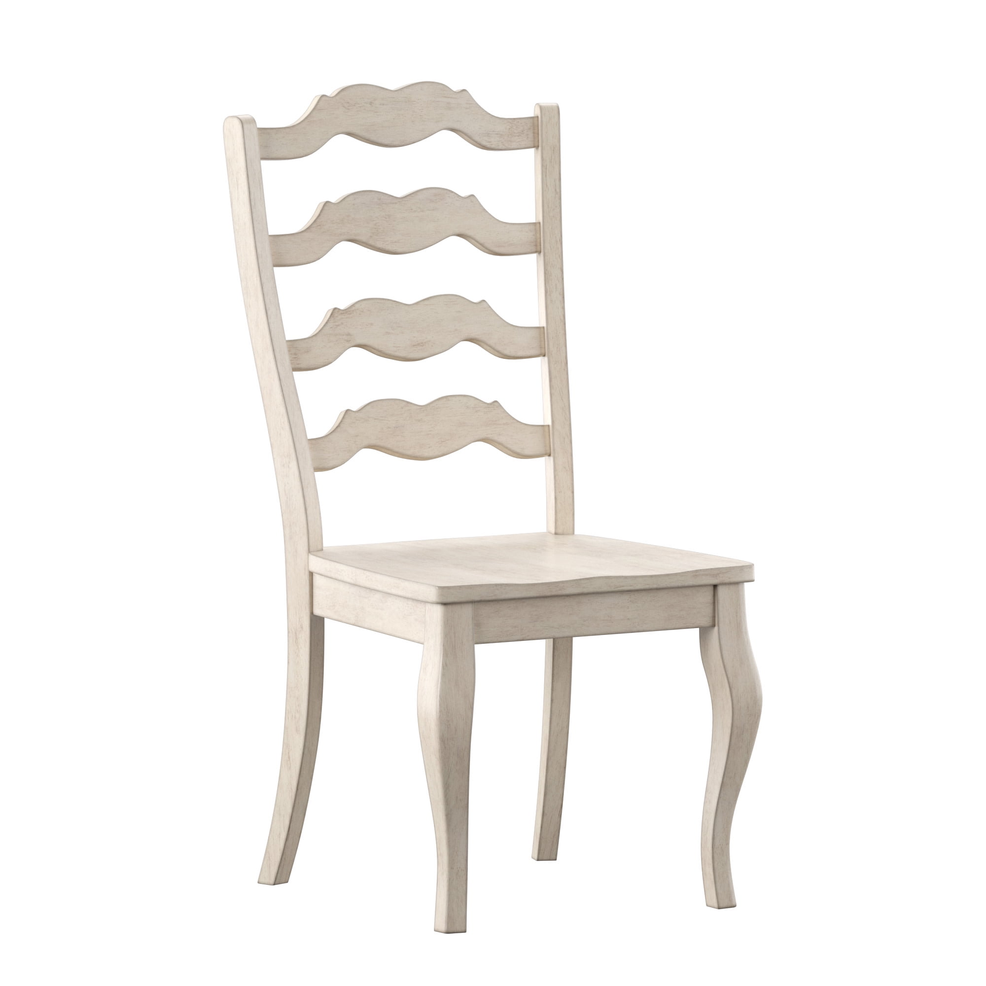 Weston Home Farmhouse French Ladder Back Wood Dining Side Chairs, Antique White (Set of 2)