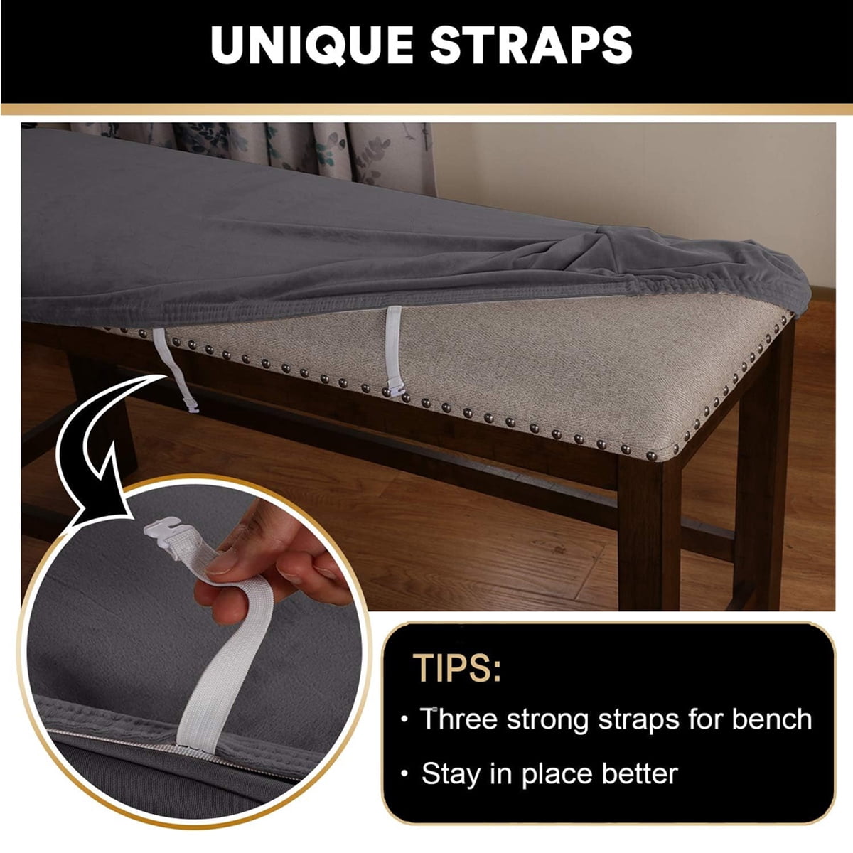 Housses De Banc Extensibles Spandex - Protection Élégante Pour Bancs De Salle à Manger, Salon Et Chambre, Gris Clair