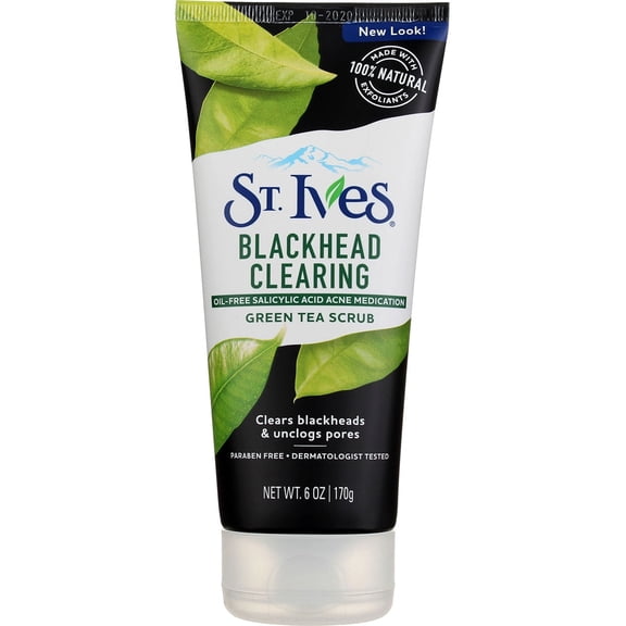 St Ives Blackhead Clearing Exfoliating Face Scrub, Green Tea & Bamboo, 6 oz (3 pack) (Bundle)