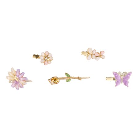 5 Pcs Fashion Grace Butterfly Flowers Hair Clips for Girls Gold Tone Purple