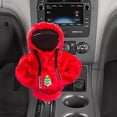 thumbnail image 4 of Accesorios de la cubierta de la perilla de de cambios del coche de Navidad fácil de instalar felpa suave árbol de navidad rojo, 4 of 8