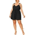 thumbnail image 2 of Agnes Orinda Women's Plus Size Polka Dots Elastic High Waist Strap Pockets Cami Jumpsuits, 2 of 6
