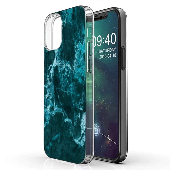 TalkingCase Slim Phone Case Compatible for Apple iPhone 12 Mini, White Blue Marble Print, Lightweight,Flexible,Soft, USA