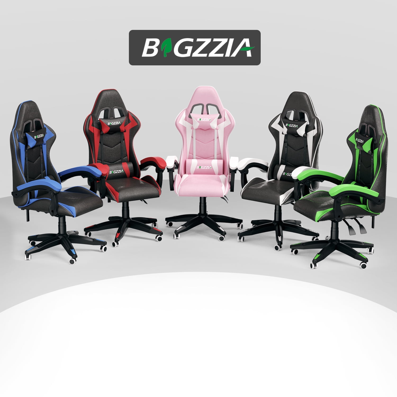 Bigzzia Gaming Chair, Ergonomic Game Chair with Headrest & Lumbar Pillow, Pink