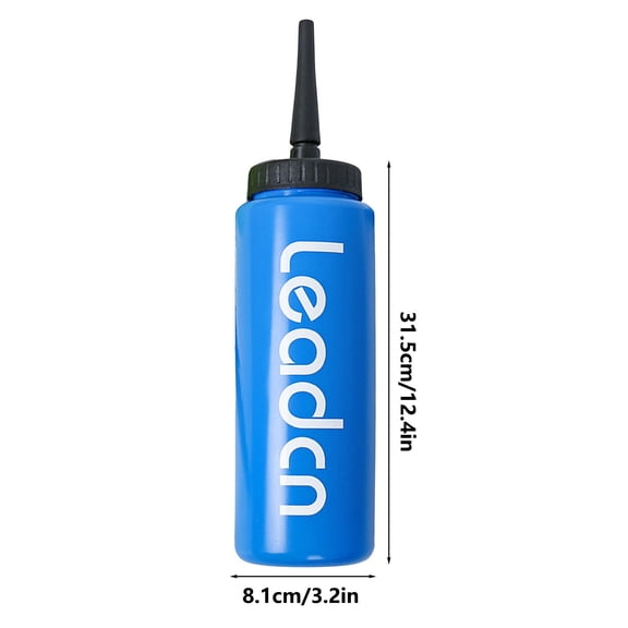 Sports Water Bottle with Long Nozzle, Plastic Hydration Bottle for Soccer Football Gym Workout Training, Blue 1L