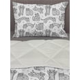 thumbnail image 3 of Cats Comforter & Sham Bedding Set, Ornamental Kittens with Floral Pattern Animal Love Sketch Art, 3 pcs Duvet Set Microfiber Filling Quilt, 5 Sizes, Black White, by Ambesonne, 3 of 4