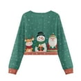 thumbnail image 2 of Xoenoiee Snowman Deer Santa Claus Snowflake Print Girl's Crewneck Long Sleeve Crop Sweatshirt Xmas Pullover Top Fall Outfit Christmas Athletic Clothes, 7-8 Years, 2 of 7