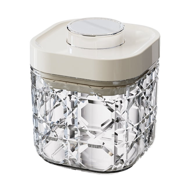 Tarro hermético vintage de plástico transparente con tapa abatible, apilable, con apertura de un botón, organizador de cocina para cereales, harina de arroz, pasta y aperitivos.