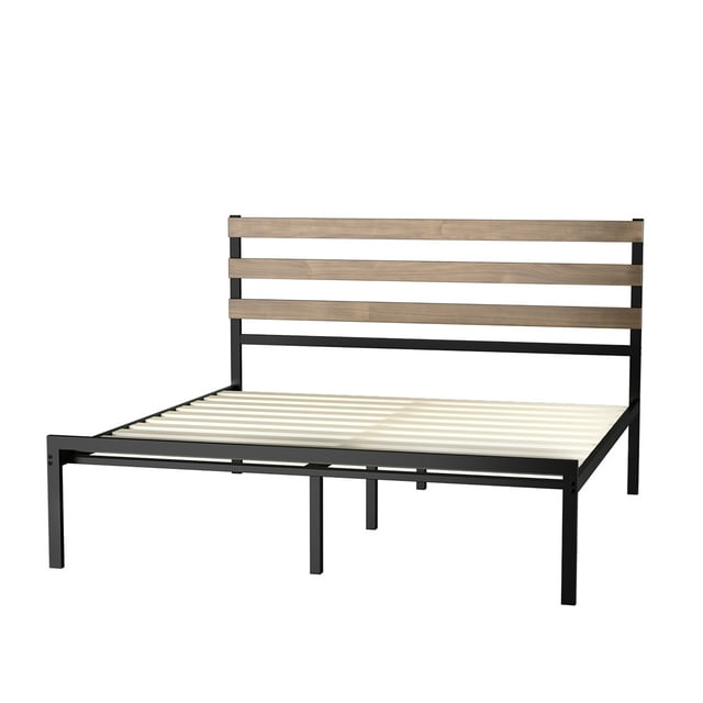 Costway Grand Size Metal Plate-Forme Lit Cadre Matelas Résistant Fondation W/tête de Lit