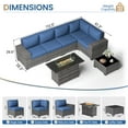 thumbnail image 2 of Poteban Outdoor Sectional with Fire Pit Table, 8 Inch Armrest Patio Furniture Set for Garden Backyard, 4'' Thickened Cushion,Gtey&Blue, 2 of 7