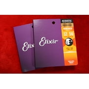 Elixir Strings - Acoustic Phosphor Bronze with NANOWEB Coating - Elixir Acoustic Guitar Strings - Light/Medium .012-.056 16077