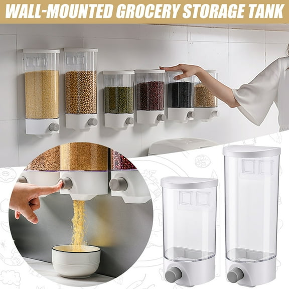 MOQIN Dry Food Dispenser, Airtight Storage Cereal Oatmeal Food Kitchen Dispenser Wall Mount Food Container Kitchen,Dining & Bar