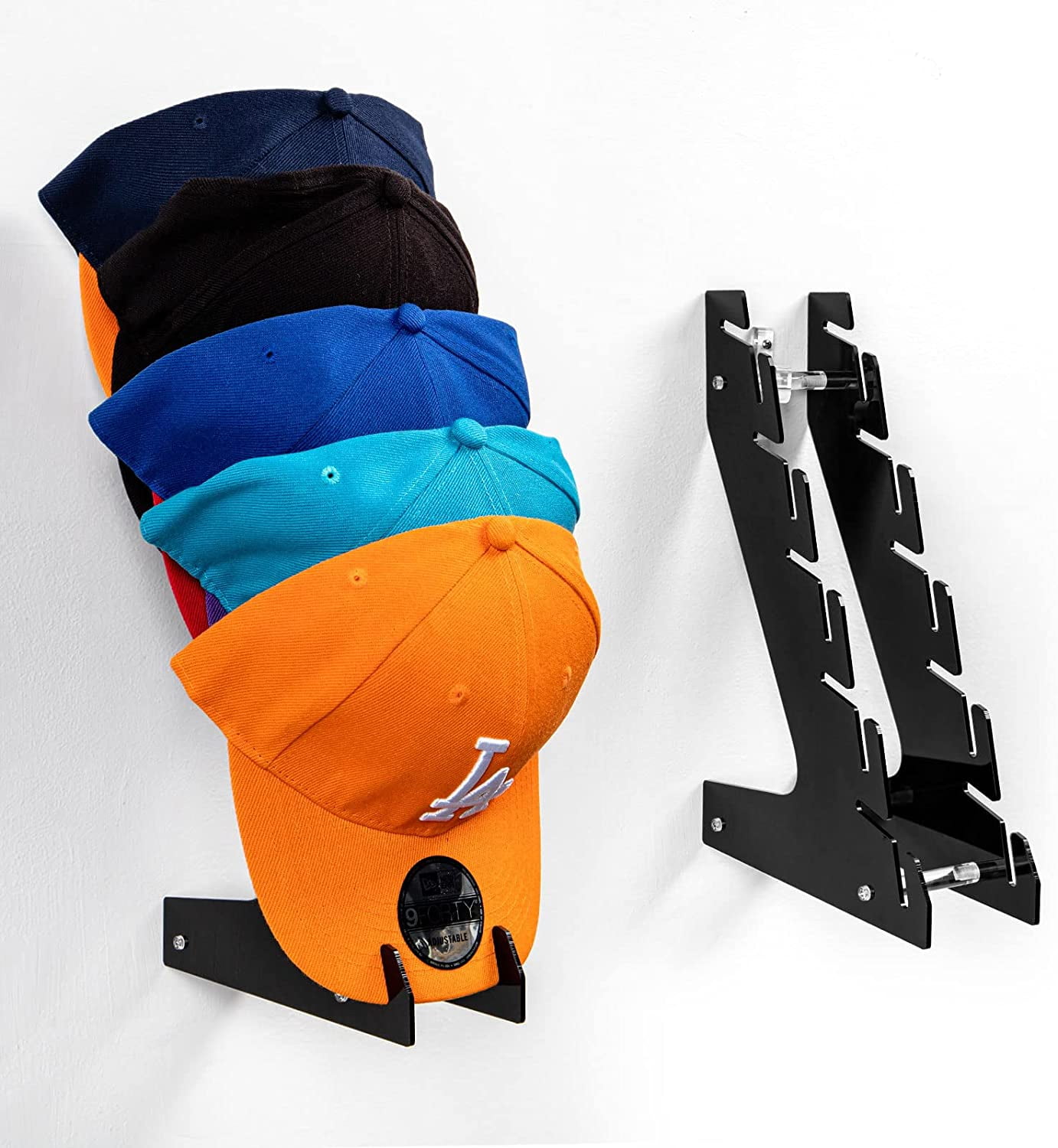 Hat Racks for Baseball Caps Set of 2 Wall Mount or Stand Up Hold Up