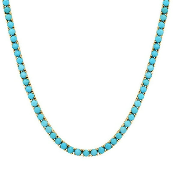 Lakshay enterprise Lab Turquoise Round Tennis Necklace,14K Gold Plated over sterling silver