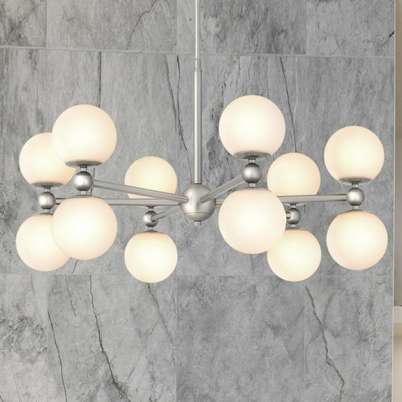 Luxury Minimalist Chandelier, Brushed Nickel, UQL5340