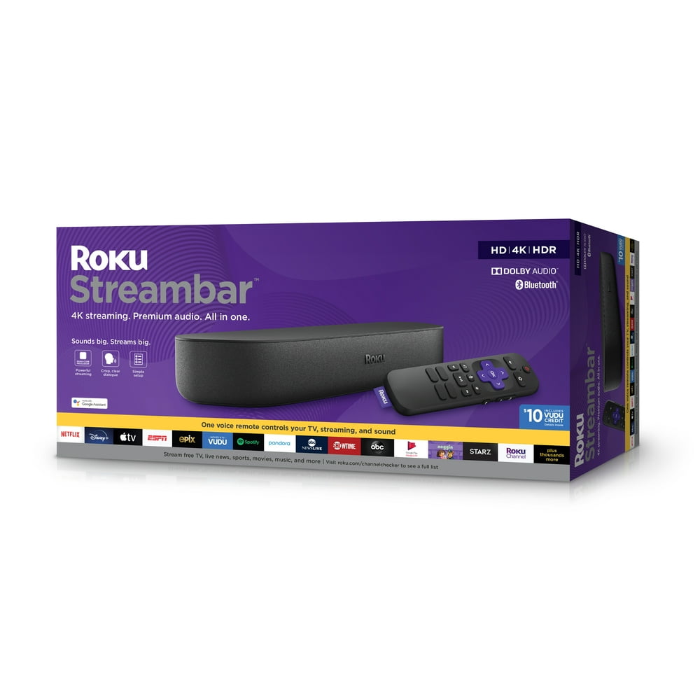 Roku Streambar 4K/HD/HDR streaming media player & premium audio, all