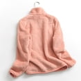 thumbnail image 5 of Fleece Jacket Women Dqueduo Women's Solid Color Fleece-Lined Long Sleeve Coat – Cozy Winter Warm Round Neck Top Pink XXXXXL, 5 of 7