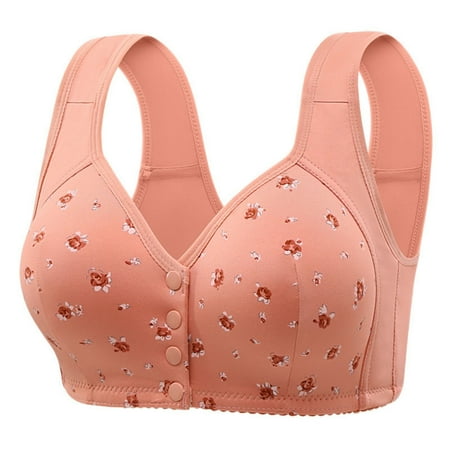 Black of Friday Deals!Clearance Staron Womens Bras No Underwire Front Closure Bra Comfortable Wireless Bra Soft Strap Front Button Bras Large Size Bra