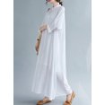 thumbnail image 4 of Vestido de mujer vintage, vestido largo de camisa suelta de manga larga de lino de algod贸n Irfora Blanco, 4 of 7