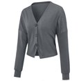 thumbnail image 2 of Cotton Ladies V-neck Fashion Design Loose Solid Color Casual Cardigan, 2 of 5