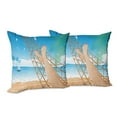 thumbnail image 6 of Ambesonne Tropical Throw Pillow Cover 2 Pack, Hawaiian Ocean Hammock, 16", Cream and Blue, 6 of 6