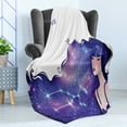 thumbnail image 4 of Celestial Soft Flannel Fleece Throw Blanket, Taurus Zodiac with Constellation on Woman's Hair Print, Cozy Plush for Indoor and Outdoor Use, 70" x 90", Fuchsia Indigo, by Ambesonne, 4 of 5