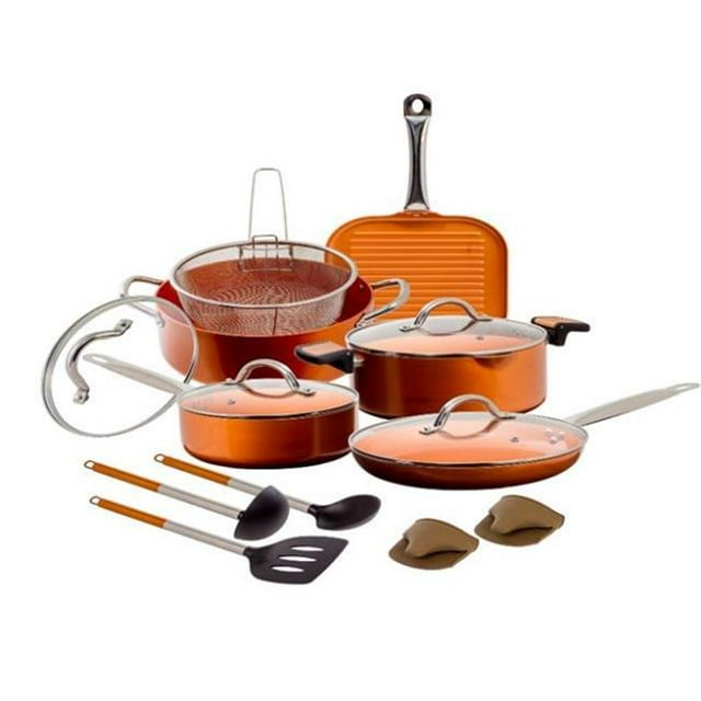 Imperial 2334012 Aluminum Non-Stick Copper Cookware Set - Copper, 15 Piece - Case of 2