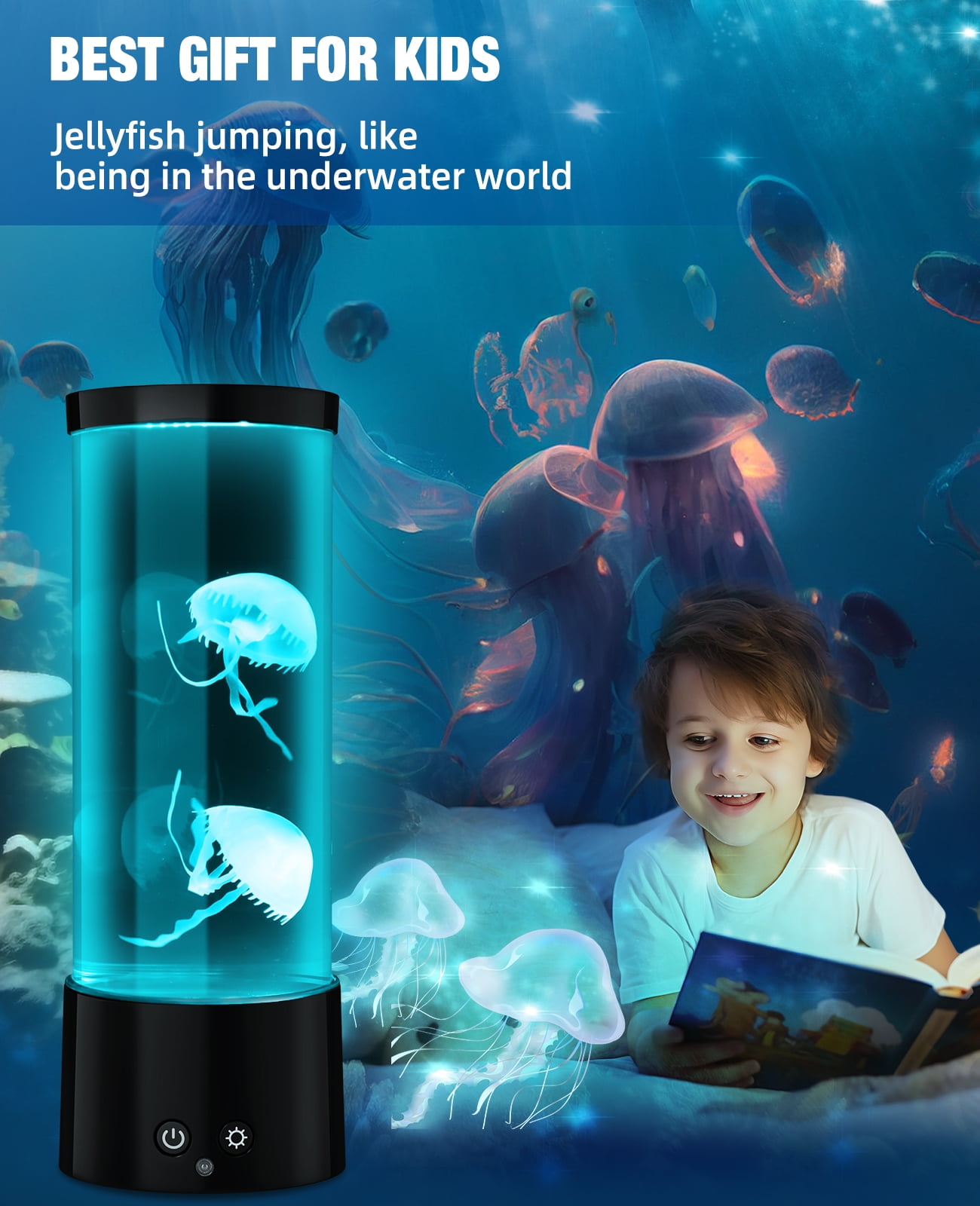 Jellyfish Lamp, GuardWee Jellyfish Aquarium Lamp with 17 Light Effects - Table Lamp Night Light Mood Light with Remote, Jelly Fish Tank Aquarium for Living Room, Christmas Birthday Gifts for Kids