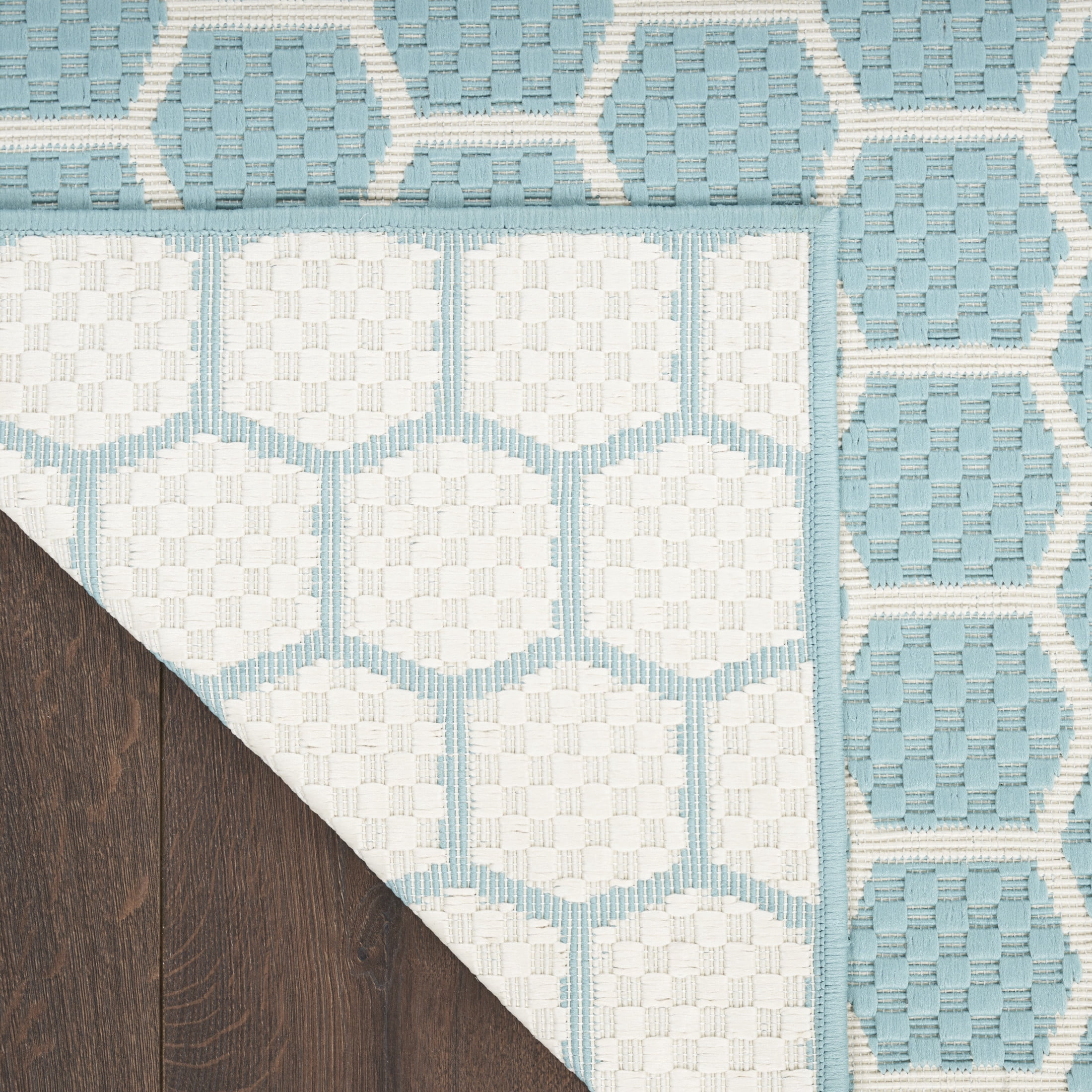 Nourison Twist Reversible 9' x 12' Aqua Modern Rug
