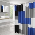 thumbnail image 4 of Extra Long Shower Curtain 72x84 Inch Shower Curtain Set with 12 Hooks - Blue Shower Curtains for Bathroom Decor Black and Grey Modern Geometric Pattern Waterproof Fabric Machine Washable, 4 of 6